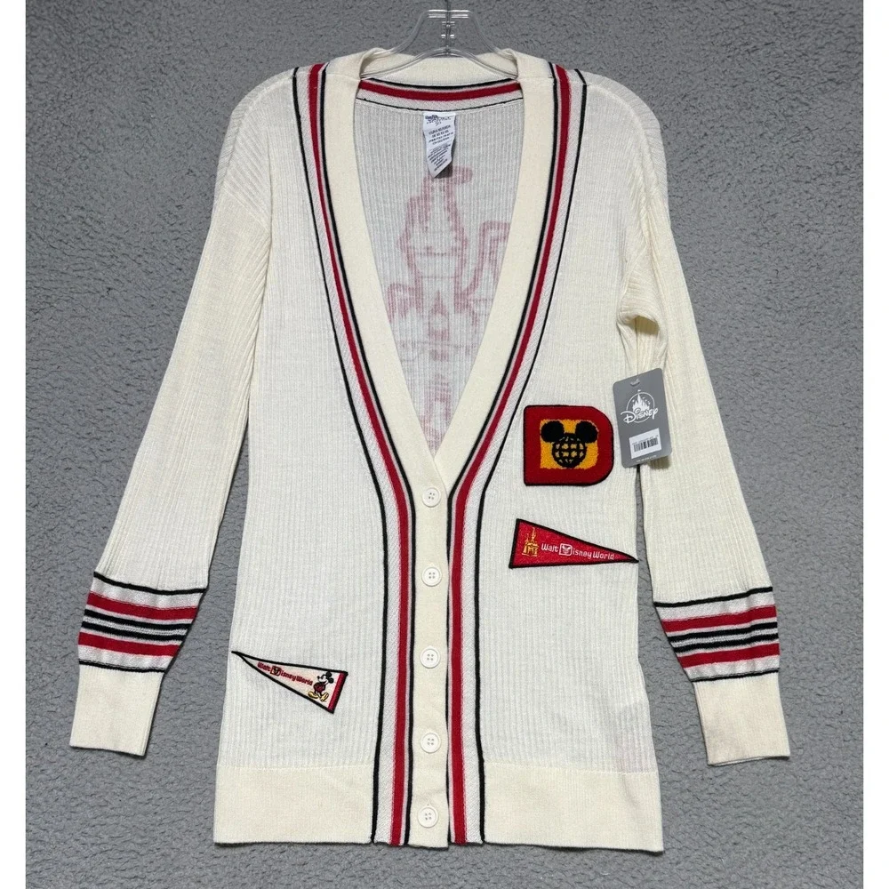 NEW Disney 50th Anniversary Vault Collection‎ Pennants Cardigan Sweater Size XS